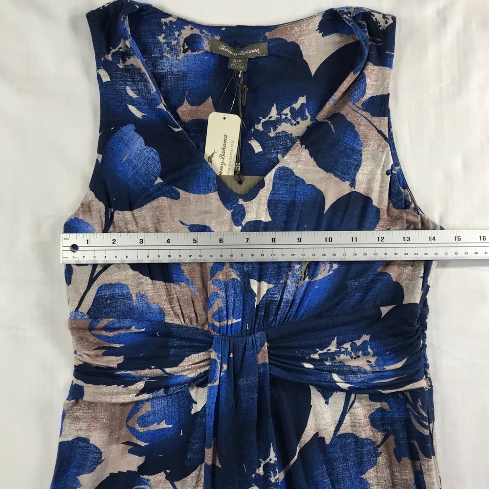Tommy Bahama Poppy Cross Dress Blue Splash Floral V-Neck Sleeveless S/P TW69776 - Picture 3 of 8